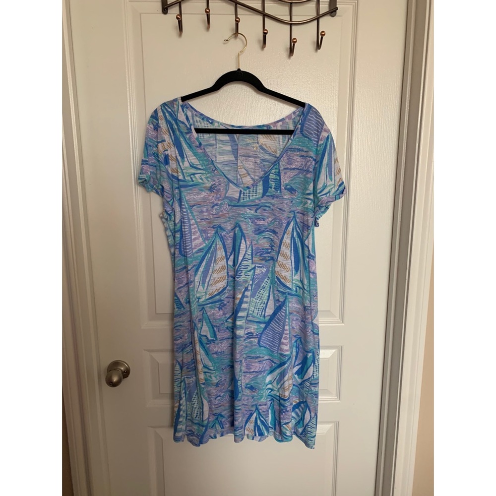 Lilly Pulitzer Blue & Turquoise Sailboat-Print Midi Dress